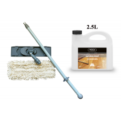 Kit Saving: DC023 Clean for white soaped wooden floor by hand, incl Woca Natural Soap White 2.5ltr and a breakframe flat Mop  (DC)